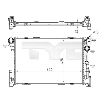 Bilde av TYC 721 0015 Radiator 640 428 32 Kjøleribber loddet MERCEDES BENZ: E Klasse T modell