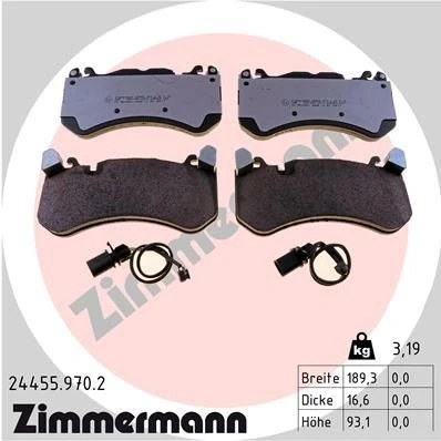 Bilde av ZIMMERMANN 24455.970.2 Bremseklosser inkl. slitasjevarselkontakt Bildet viser leveranseinnholdet AUDI: A6 C6 Avant, C7 A7 Sportback