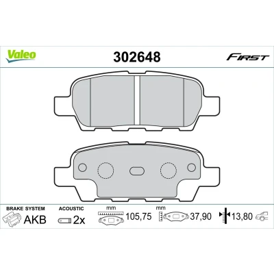 Bilde av VALEO 302648 Bremseklosser bakaksel inkl. slitasjevarselkontakt med antihyle blikk NISSAN: Qashqai / Qashqai+2 I, X Trail, Juke