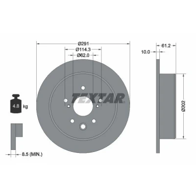 Bilde av TEXTAR PRO 92179803 Bremseskiver 291 10 05/08 114,3 fullt ut belagt uten hjullager, hjulfestebolt, hjulnav LEXUS: IS 2, 3