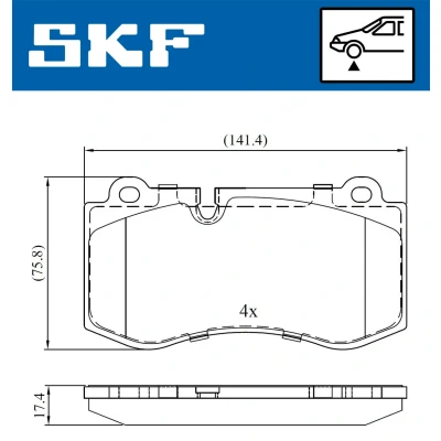 Bilde av SKF VKBP 80549 Bremseklosser klargjort for slitasjeindikator MERCEDES BENZ: E Klasse Sedan, S Sedan