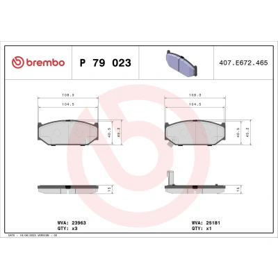 Bilde av BREMBO P 79 023 Bremseklosser med akustisk slitasjevarsel uten tilbehør SUZUKI: SWIFT 3, 5, Jimny SUV