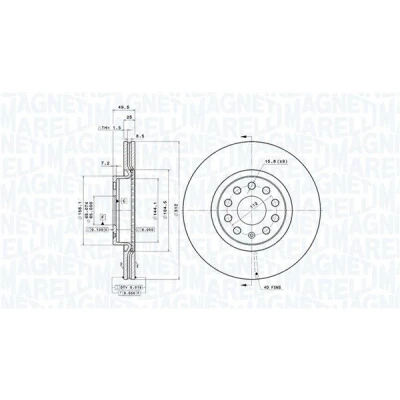 Bilde av MAGNETI MARELLI 360406050601 Bremseskiver 312, 312 25 5 65 innvendig ventilert UV maling belagt høy karbon med skruer VOLKSWAGEN: Golf 7, Caddy 3