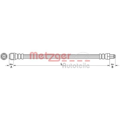 Bilde av METZGER 4110726 Bremseslange 302 MERCEDES BENZ: C Klasse Sedan, T modell