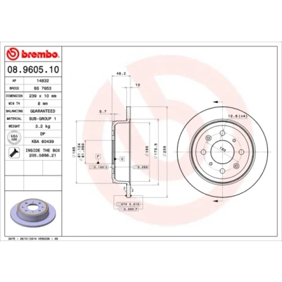 Bilde av BREMBO 08.9605.10 Bremseskiver 239 10 4 fullt ut med skruer