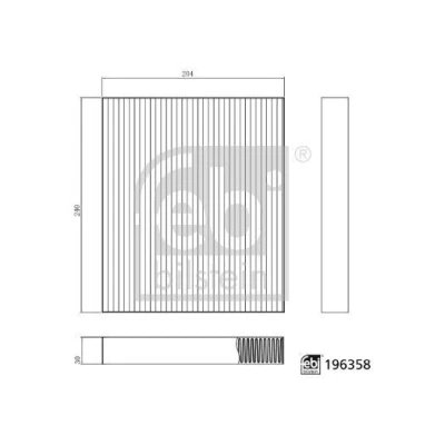 Bilde av FEBI BILSTEIN 196358 Kupéfilter pollenfilter 240mm 204mm 30mm