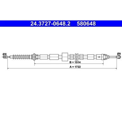 Bilde av ATE 24.3727 0648.2 Bremsekabel 1722 FORD: MONDEO 3 Kombi