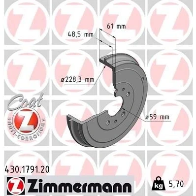 Bilde av ZIMMERMANN COAT Z 430.1791.20 Bremsetrommel 269
