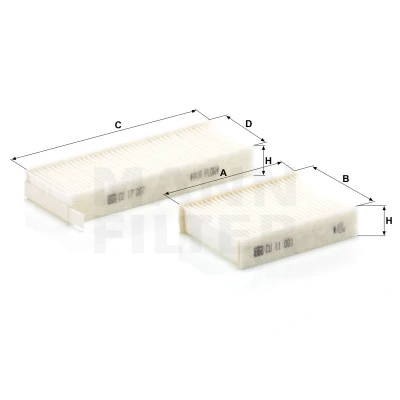 Bilde av MANN FILTER CU 17 009 2 Kupéfilter Partikkelfilter 105, 165 80 22