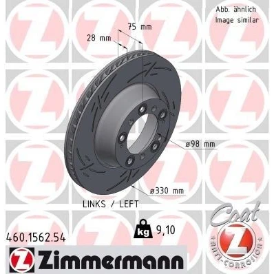 Bilde av ZIMMERMANN 460.1562.54 Bremseskiver 330 28 10/5 5 130 innvendig ventilert, med sliss belagt PORSCHE: 911 Coupé
