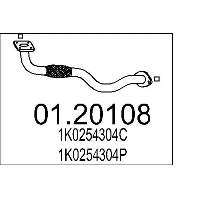 Bilde av MTS 01.20108 Eksosrør 850 foran for midtre eksospotte VOLKSWAGEN: Golf 5
