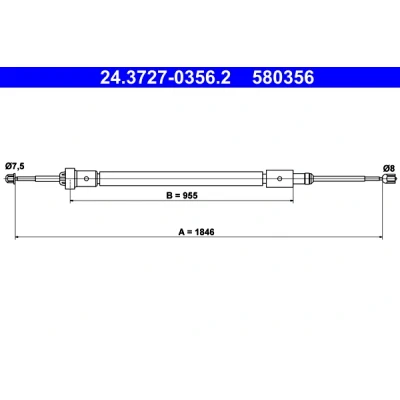Bilde av ATE 24.3727 0356.2 Bremsekabel 1846 CITROËN: C4 II Cactus