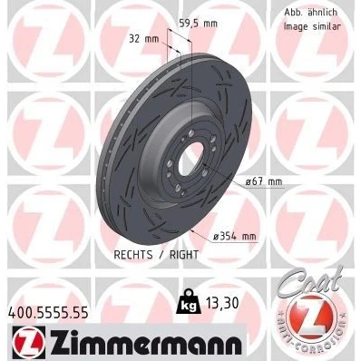 Bilde av ZIMMERMANN 400.5555.55 Bremseskiver 354 32 9/5 5 112 innvendig ventilert, med sliss belagt høy karbon