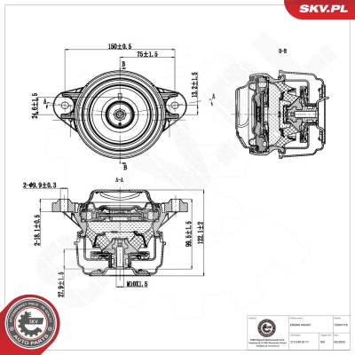 Bilde av Lagring, motor, Høyre Esen skv 75SKV118 mercedes benz OE 212 240 33 17, A 17