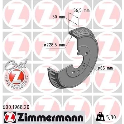 Bilde av ZIMMERMANN 600.1968.20 Bremsetrommel 278