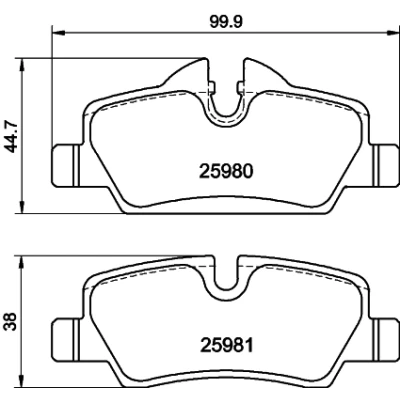 Bilde av HELLA 8DB 355 021 481 Bremseklosser klargjort for slitasjeindikator med bremsecaliperskruer tilbehør MINI: Hatchback