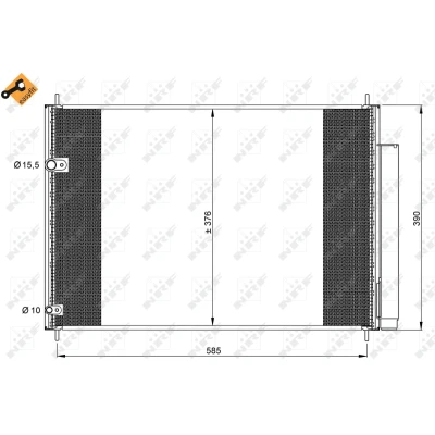 Bilde av NRF EASY FIT 35839 Kondensator med tørker, tetningsring 15,5 10,1 Aluminium 595 R 1234yf, 134a TOYOTA: Auris Hatchback, Avensis III Stasjonsvogn