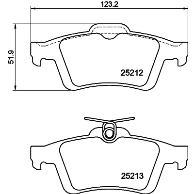 Bilde av HELLA 8DB 355 015 761 Bremseklosser ikke klargjort for slitasjeindikator FORD: FOCUS 3, Transit Connect V408 Van, KUGA 2, VOLVO: V40 Hatchback, V50