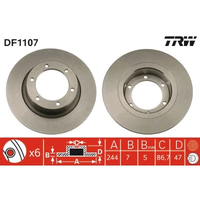 Bilde av TRW DF1107 Bremseskiver 244 7 6 108 fullt ut spraylakkert CITROËN: Ami Stasjonsvogn