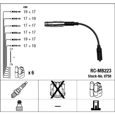 Bilde av NGK 0758 Pluggledninger 12 MERCEDES BENZ: SL Cabrio, C Klasse Sedan, S Sedan