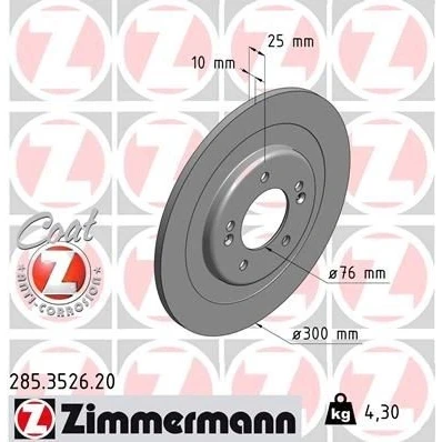 Bilde av ZIMMERMANN COAT Z 285.3526.20 Bremseskiver 300 10 7/5 5 114 fullt ut belagt HYUNDAI: i40 Stasjonsvogn, Sedan