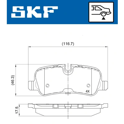 Bilde av SKF VKBP 90257 Bremseklosser klargjort for slitasjeindikator LAND ROVER: Range Rover 3