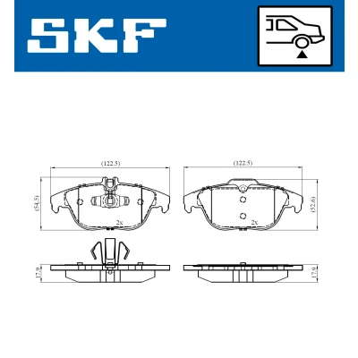 Bilde av SKF VKBP 90114 Bremseklosser klargjort for slitasjeindikator MERCEDES BENZ: GLK
