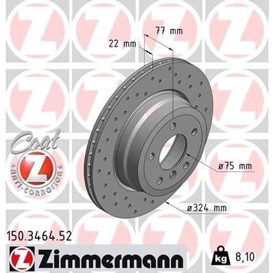 Bilde av ZIMMERMANN SPORT COAT Z 150.3464.52 Bremseskiver 324 22 6/5 5 120 innvendig ventilert, hullet belagt høy karbon BMW: 1 Cabrio, Coupé