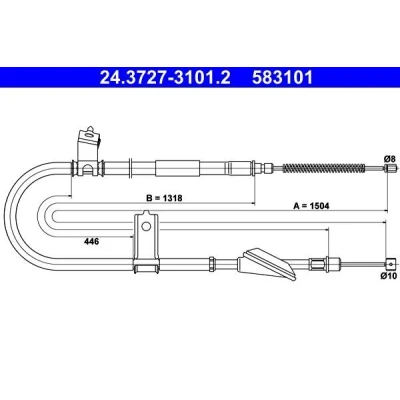 Bilde av ATE 24.3727 3101.2 Bremsekabel 1504