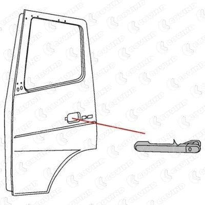 Bilde av DT Spare Parts 4.63272 Dørhåndtak kjøretøy bakdør, foran og bak MERCEDES BENZ: Sprinter 3 T Minibuss, VOLKSWAGEN: LT 28 46 2 Kasten