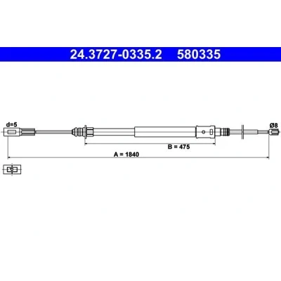 Bilde av ATE 24.3727 0335.2 Bremsekabel 1840 CITROËN: C5 I Stasjonsvogn, II Hatchback