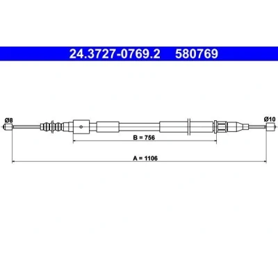 Bilde av ATE 24.3727 0769.2 Bremsekabel 1106 OPEL: Corsa C Hatchback