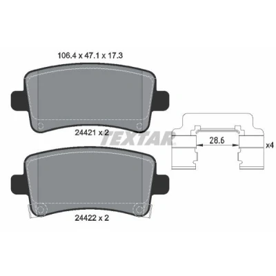 Bilde av TEXTAR 2442102 Bremseklosser med akustisk slitasjevarsel tilbehør OPEL: Insignia A Sports Tourer, Hatchback, Sedan