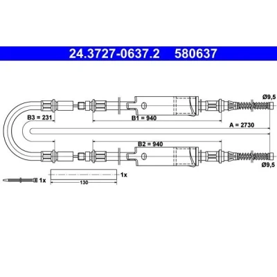 Bilde av ATE 24.3727 0637.2 Bremsekabel 2730