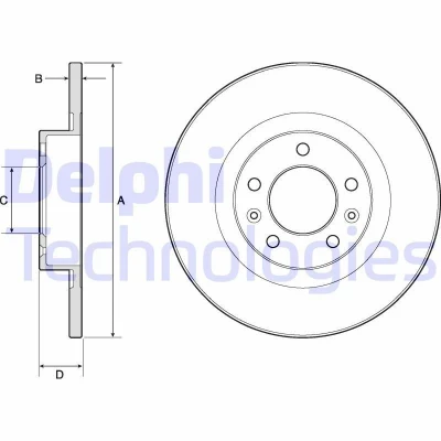 Bilde av DELPHI BG4748C Bremseskiver 290 12 5 fullt ut belagt ubehandlet uten hjullager, ABS sensorring PEUGEOT: 508 I SW, Sedan