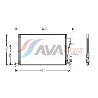 Bilde av AVA COOLING SYSTEMS FD5259 Kondensator uten tørker 11,8mm 8mm Aluminium 565mm R134a, R1234yf