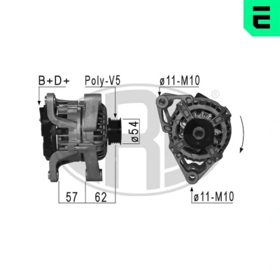 Bilde av ERA 210866A Dynamo 14V 70A OPEL: Astra H Caravan, Combo C Varebil / Stasjonsvogn, Corsa D Hatchback