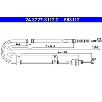 Bilde av ATE 24.3727 3112.2 Bremsekabel 1578