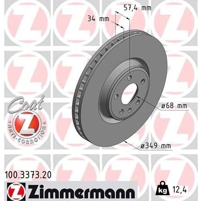 Bilde av ZIMMERMANN COAT Z 100.3373.20 Bremseskiver 349 34 6/5 5 112 innvendig ventilert belagt høy karbon AUDI: A5 B9 Sportback, A6 C8 Sedan, Q7