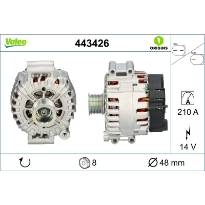 Bilde av VALEO 443426 Dynamo 14V 210A BMW: X5, X3, 5 Touring