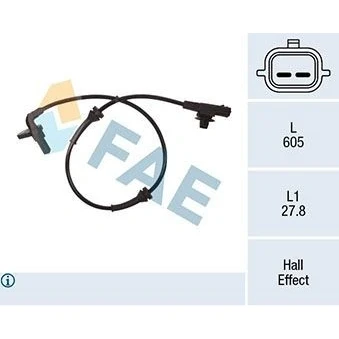 Bilde av FAE 78275 ABS Sensor med kabel for kjøretøy Hall prinsipp 2 605