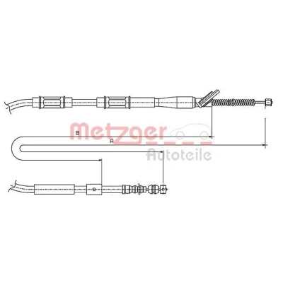 Bilde av METZGER 17.1446 Bremsekabel høyre bak 1603/1300 Trommelbrems COFLE TOYOTA: Corolla VIII Liftback, VII Compact