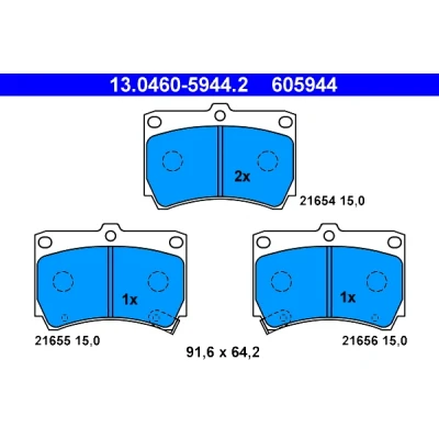 Bilde av ATE 13.0460 5944.2 Bremseklosser med akustisk slitasjevarsel MAZDA: FAMILIA 5, Demio Stasjonsvogn, 323 C IV Hatchback