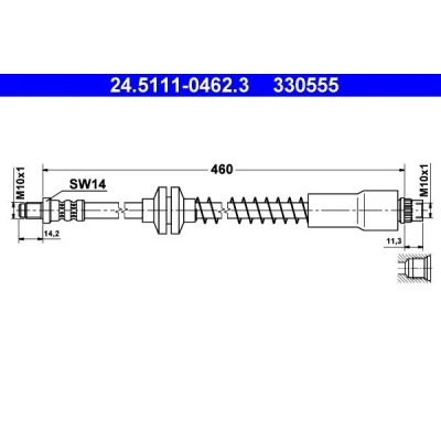Bilde av ATE 24.5111 0462.3 Bremseslange 460 M10x1 PEUGEOT: 807