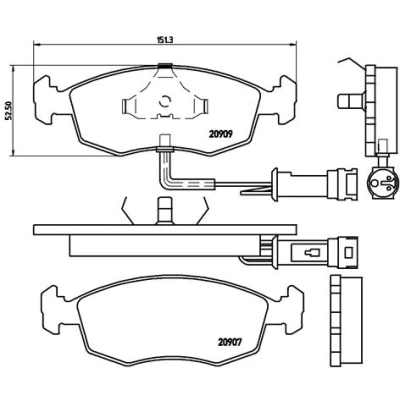 Bilde av BREMBO P 24 007 Bremseklosser inkl. slitasjevarselkontakt uten tilbehør FORD: Escort 5, Sierra Mk2 Hatchback, Mk1 Hatchback