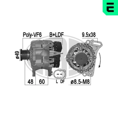 Bilde av ERA 209542A Dynamo 14V 90A VOLKSWAGEN: Polo IV Hatchback, SKODA: Roomster, Fabia I SEAT: Ibiza 3