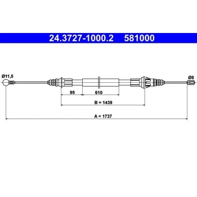 Bilde av ATE 24.3727 1000.2 Bremsekabel 1737 RENAULT: MASTER 2 Pritsche/Fahrgestell