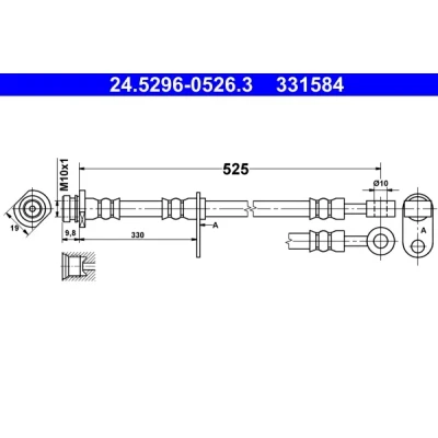 Bilde av ATE 24.5296 0526.3 Bremseslange 525 M10x1