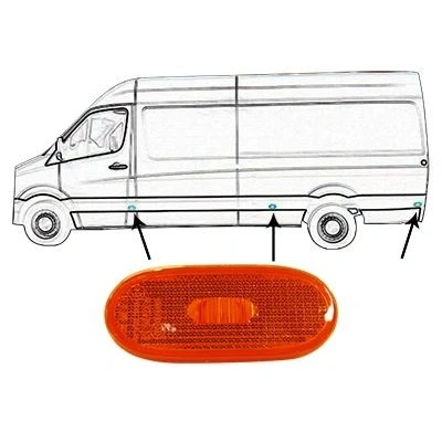 Bilde av Van WEZEL 5862915 Blinklys gul på begge sider oval MERCEDES BENZ: Sprinter 3.5 T Van, Minibuss, VOLKSWAGEN: Crafter 30 50