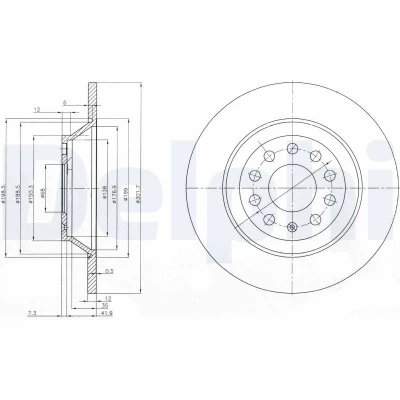 Bilde av DELPHI BG3956C Bremseskiver 302 12 5 fullt ut belagt ubehandlet uten hjullager, ABS sensorring AUDI: A6 C6 Avant, C5 Sedan